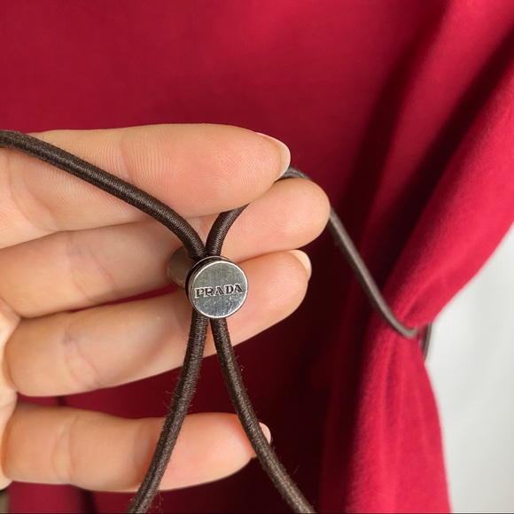 Vintage Prada Red Fleece Top Drawstring Waist - Picture 6 of 11